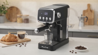 20 BAR Slim Vertical Espresso Machine With Milk Frother, Built-in Cup Warmer, 43 OZ Detachable Tank, For Rich Espresso, Americano, Latte, Compact Space-Saving Design, Screen Button, Black